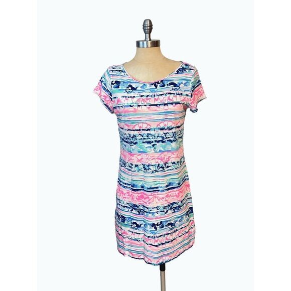LILLY PULITZER Short Sleeve Marlowe Dress Multi A Wave From It All Medium - Picture 1 of 5